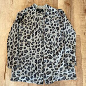 Cashmere Charter Club luxury leopard print Cardigan Open Front
